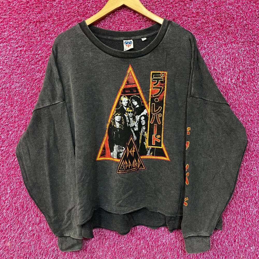 Def Leppard Hysteria Rock Band Cropped Crewneck Sweater 2XL